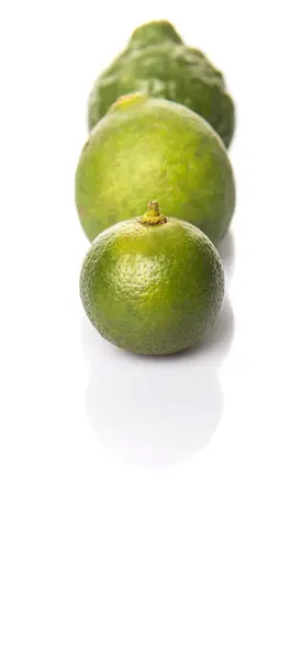 Cal Makrut Kaffir Cal Calamansi Sobre Fondo Blanco — Foto de Stock