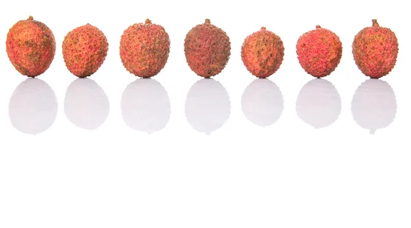 Rijp Lychee Vruchten Witte Achtergrond — Stockfoto