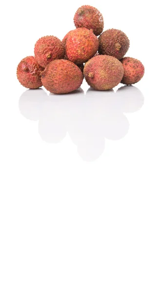 Maturo Lychee Frutti Sfondo Bianco — Foto Stock