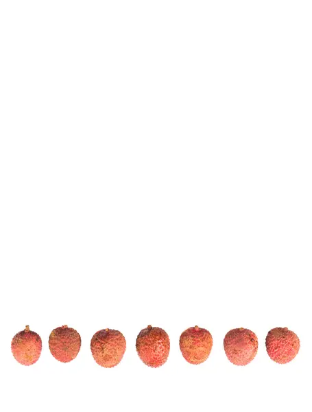 Λίτσι Ώριμα Φρούτα Πάνω Από Λευκό Φόντο — Φωτογραφία Αρχείου