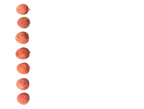 Frutas Lichia Madura Sobre Fundo Branco — Fotografia de Stock