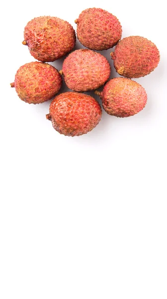 Maturo Lychee Frutti Sfondo Bianco — Foto Stock