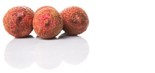 Litchi Mûr Fruits Sur Fond Blanc — Photo