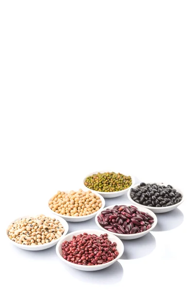Black Eye Peas Mung Bean Adzuki Beans Chickpeas Soy Beans — Stock Photo, Image