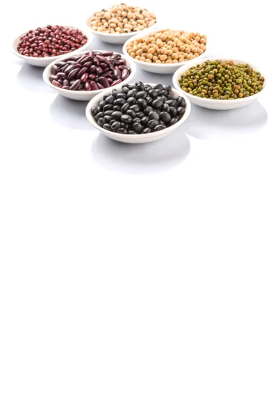 Guisantes Negros Frijoles Mungo Frijoles Adzuki Garbanzos Frijoles Soya Frijoles — Foto de Stock