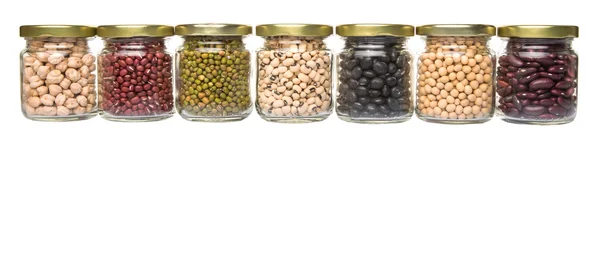 Blauw Oog Erwten Kikkererwten Adzuki Bonen Mung Bean Sojabonen Zwarte — Stockfoto