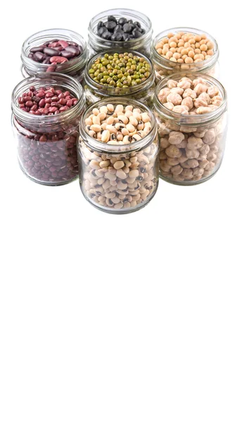 Beans Variety In Mason Jars — Stock Photo, Image