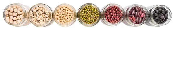 Beans Variety In Mason Jars — Stock Photo, Image