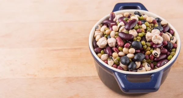 Mix Bean In Blue Pot — Stock Photo, Image