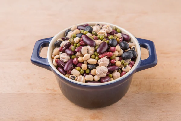 Mix Bean In Blue Pot — Stok fotoğraf