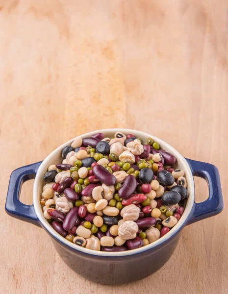Mix Bean In Blue Pot — Stock Photo, Image