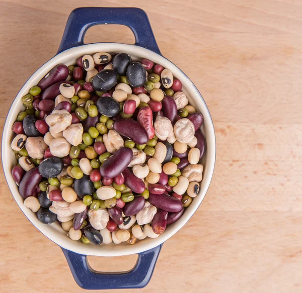 Mix Bean In Blue Pot — Stok fotoğraf