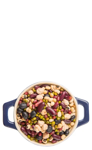 Mix Bean In Blue Pot — 图库照片