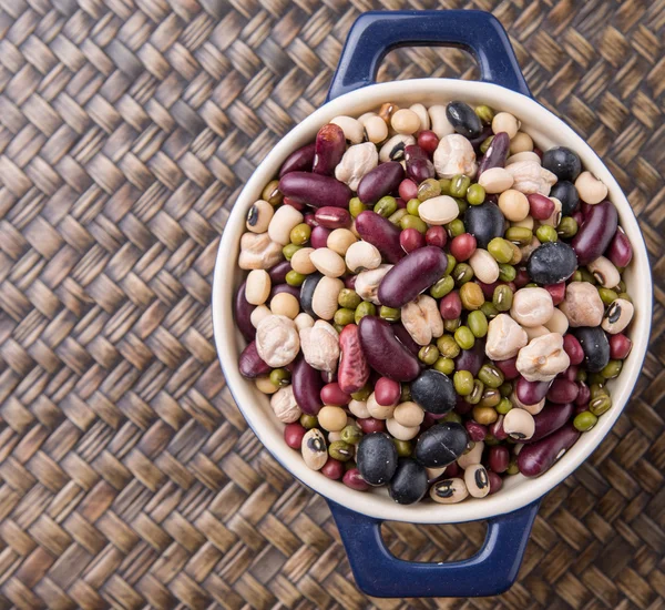 Mix Bean In Blue Pot — Stok fotoğraf