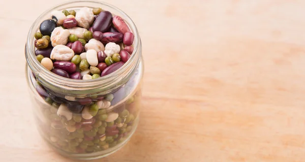 Mix Beans In Mason Jar — 图库照片