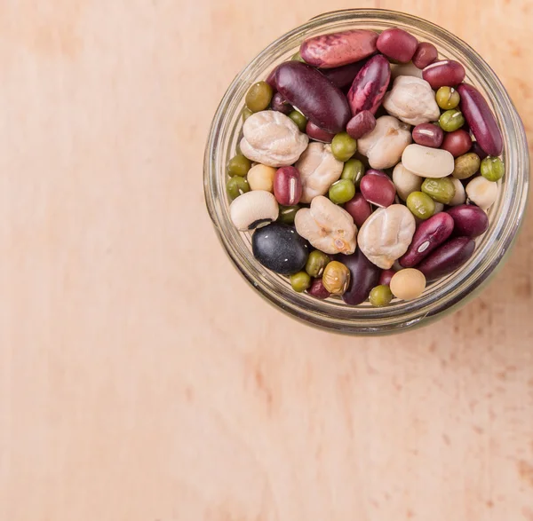 Mix Beans In Mason Jar — 图库照片