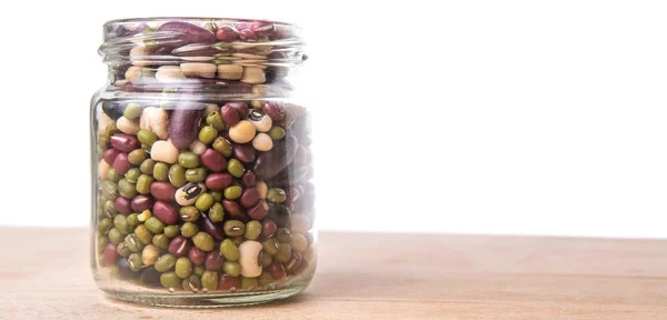 Mix Beans In Mason Jar — 图库照片