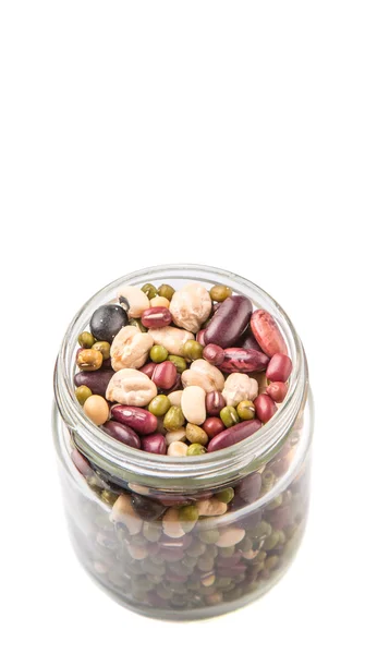 Mix Beans In Mason Jar — 图库照片