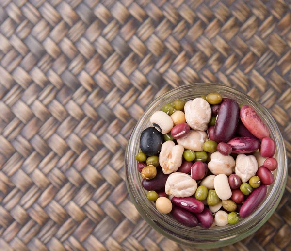 Mix Beans In Mason Jar — 图库照片