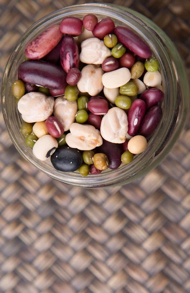 Mix Beans In Mason Jar — 图库照片