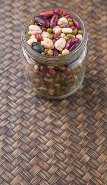 Mix Beans In Mason Jar — Stockfoto