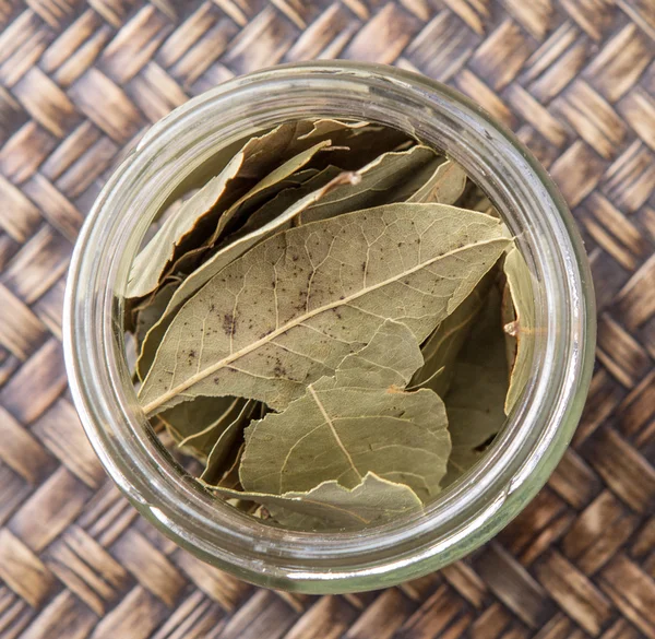 Dried Bay Leaves In Mason Jar — Stock Photo, Image