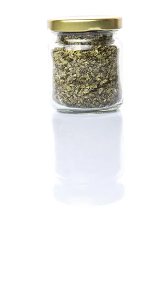 Сушені петрушка трави в Мейсон — стокове фото
