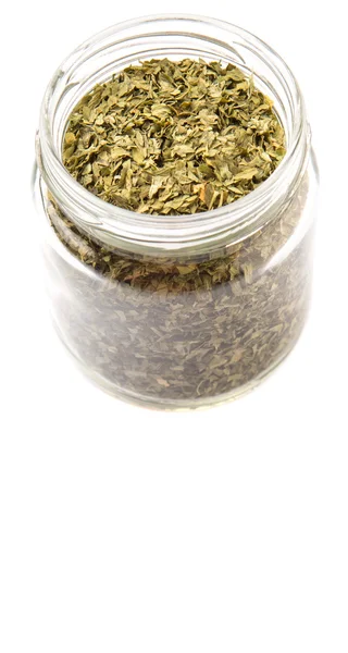 Dried Parsley Herb In Mason Jar — Stock Photo, Image