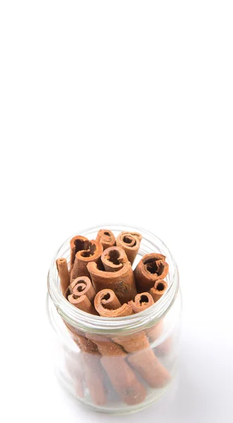 Cinnamon Stick Spice Mason Jar White Background — Stock Photo, Image