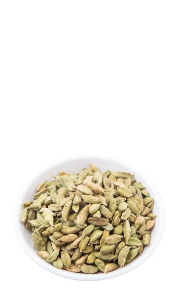 Cardamom Spices White Bowl White Background — Stock Photo, Image
