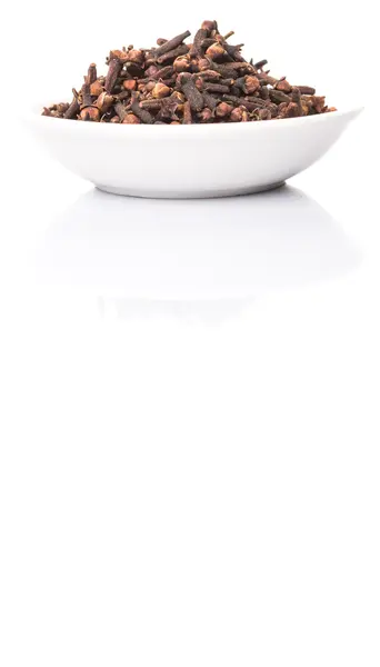 Clove Spices White Bowl White Background — Stock Photo, Image