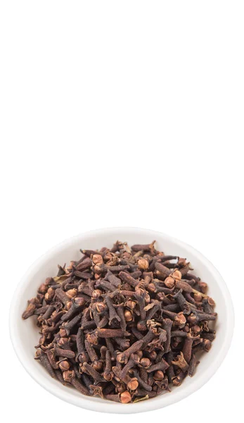 Clove Spices White Bowl White Background — Stock Photo, Image