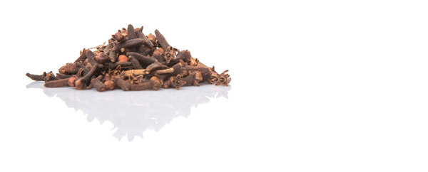 Clove spices over white background