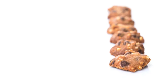 Biscotti Fatti Casa Gocce Cioccolato Sfondo Bianco — Foto Stock