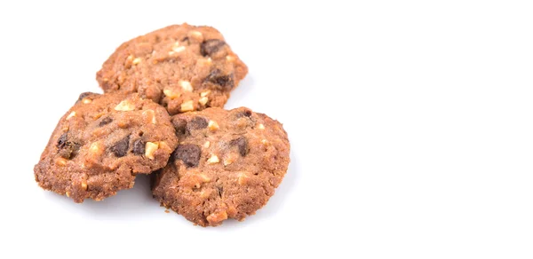 Galletas Chocolate Caseras Sobre Fondo Blanco — Foto de Stock