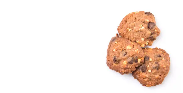 Biscotti Fatti Casa Gocce Cioccolato Sfondo Bianco — Foto Stock