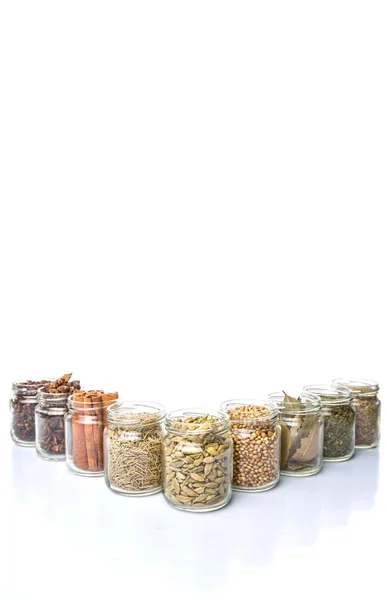 Herbs And Spices In Mason Jars — Zdjęcie stockowe