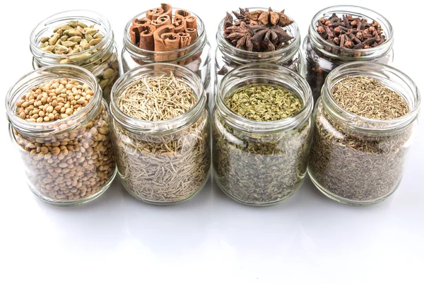 Herbs And Spices In Mason Jars — Stockfoto