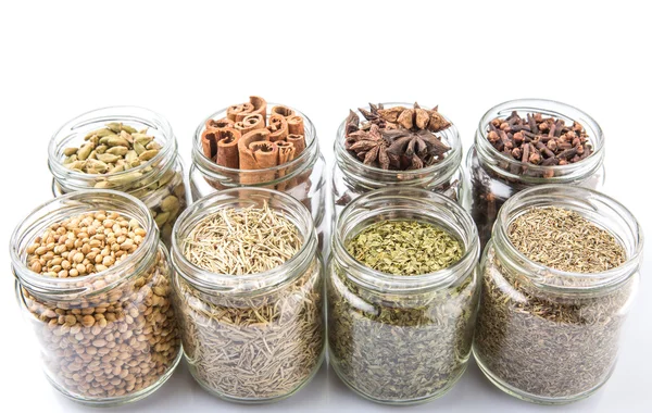 Herbs And Spices In Mason Jars — Stockfoto