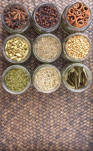 Herbs And Spices In Mason Jars — Stockfoto