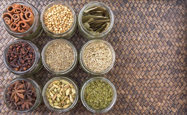 Herbs And Spices In Mason Jars — 图库照片