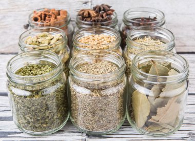Herbs and Spices In Mason Jars