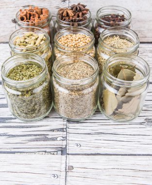 Herbs and Spices In Mason Jars