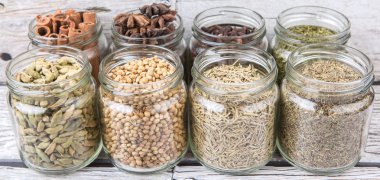 Herbs and Spices In Mason Jars