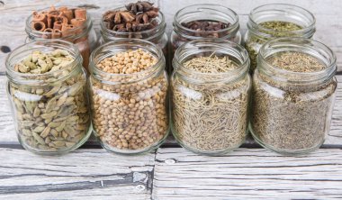 Herbs and Spices In Mason Jars