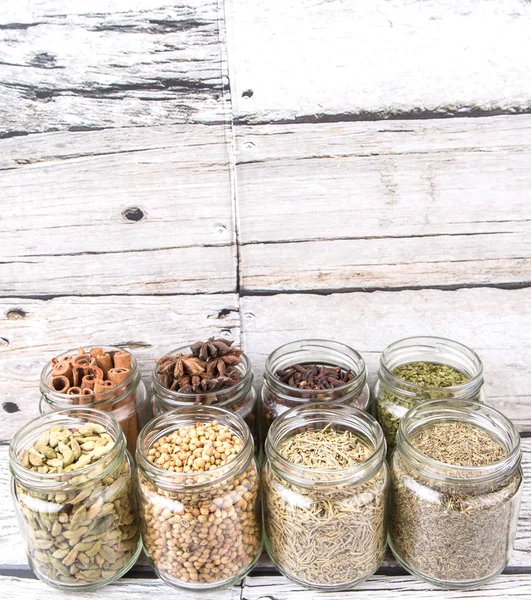 Herbs and Spices In Mason Jars — Stock Fotó