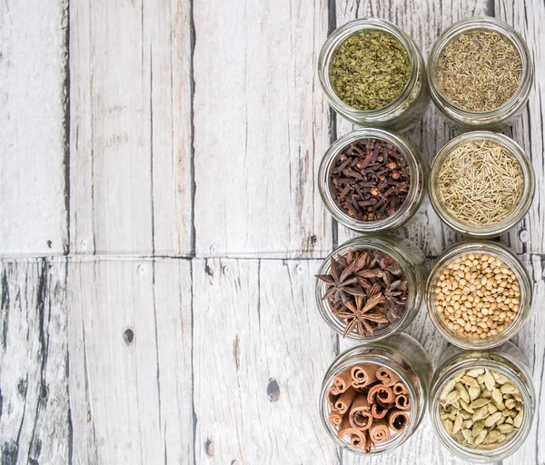 Herbs and Spices In Mason Jars — Stock Photo, Image