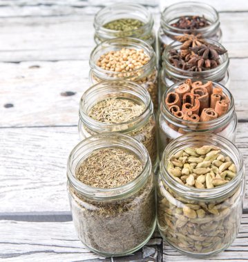 Herbs and Spices In Mason Jars