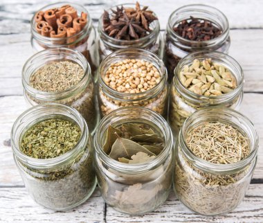 Herbs and Spices In Mason Jars