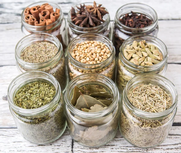 Herbs and Spices In Mason Jars — Stock fotografie